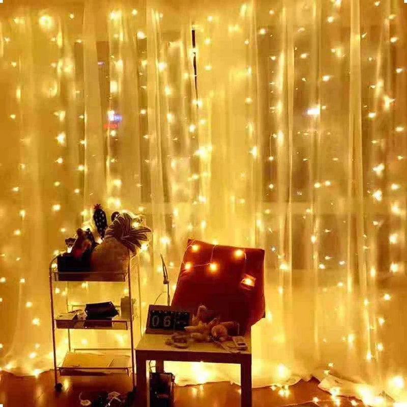 Cortina com luzes de led decoração de natal