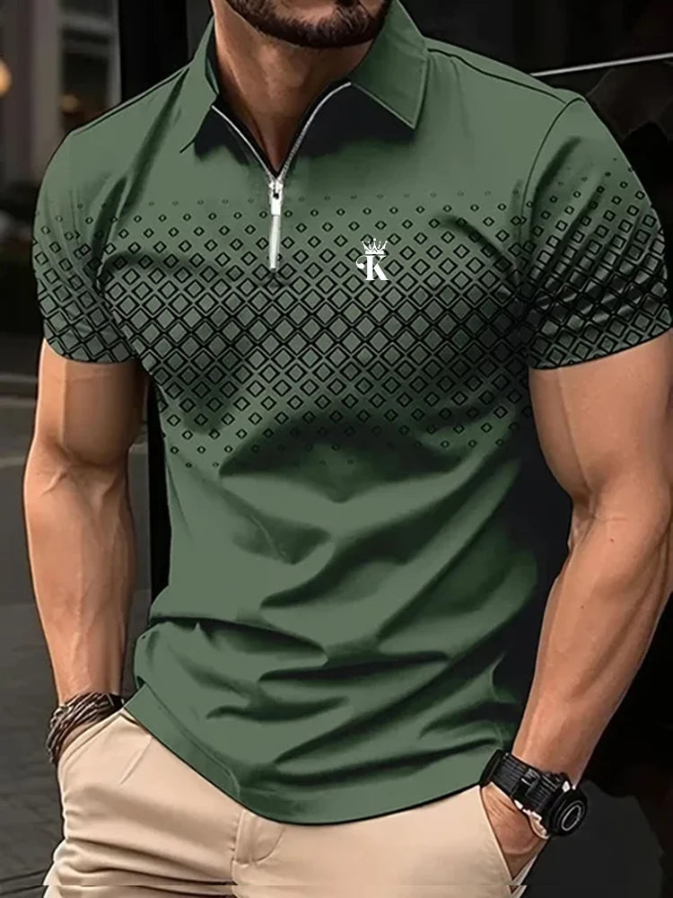 camisa polo com zíper