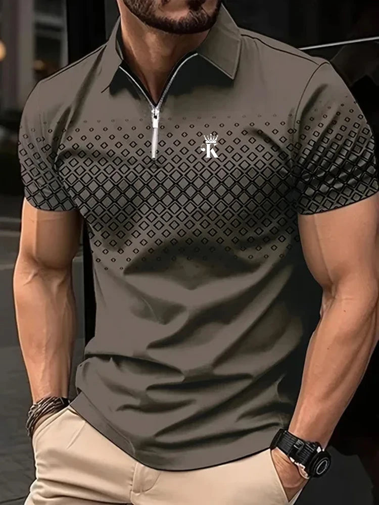 camisa polo com zíper